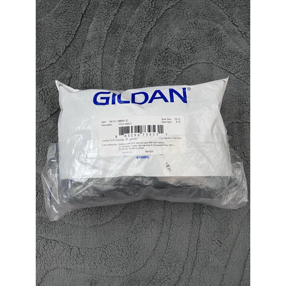 New 12 Pack Men’s Gildan Ankle Socks Size 10-13